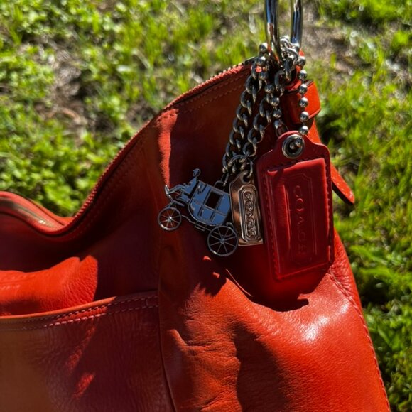 Coach Leather Shoulder Bag – Bold Red-Orange Full-Grain Cowhide, Silver Hardware - Picture 4 of 7